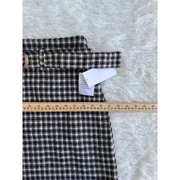 JustFab‎ Size-XL Wool Blend Plaid Belted A-Line Women Skirt - Picture 7 of 8